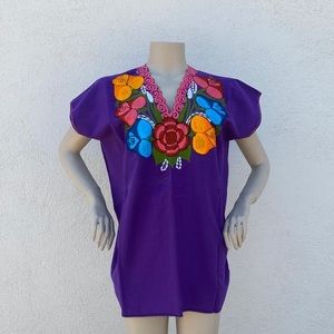 MEXICAN EMBROIDERED BLOUSE IN PURPLE